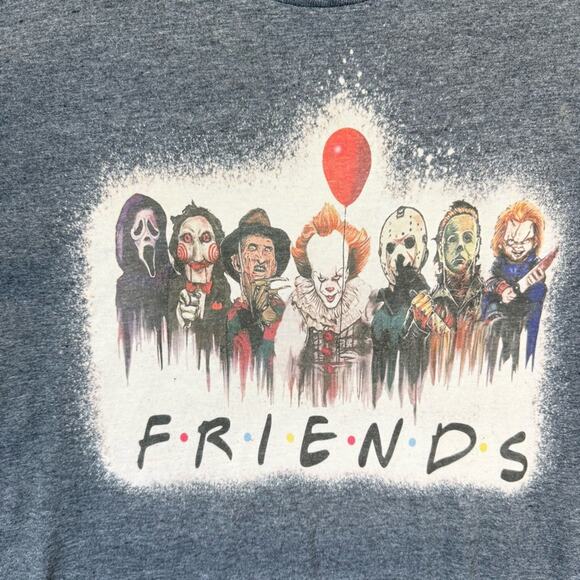 Graphic Tee Horror Movie Friends Design Gray Size XL - Picture 2 of 9